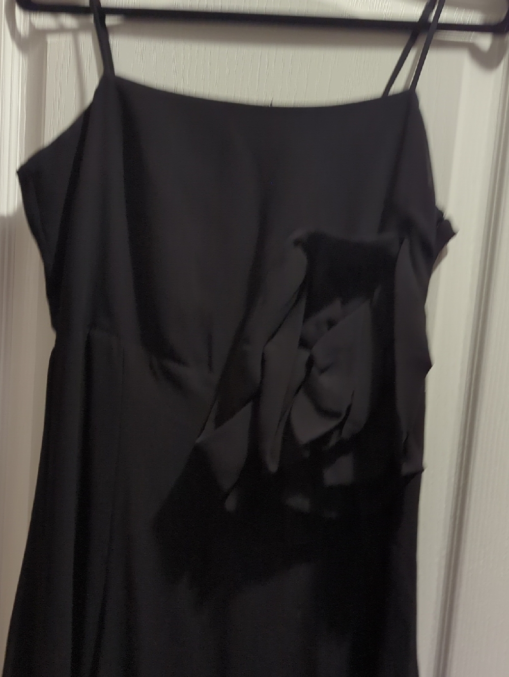RW&CO. Black Midi Slip Dress with Rosette Detail
